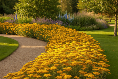 achillea 'moonshine' yarrow perennial plants as garden border