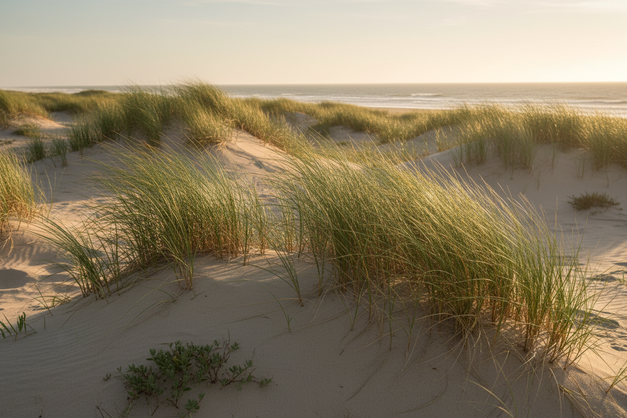 Ammophila breviligulata - Dune Grass perennial plants, used as erosion control, small beach